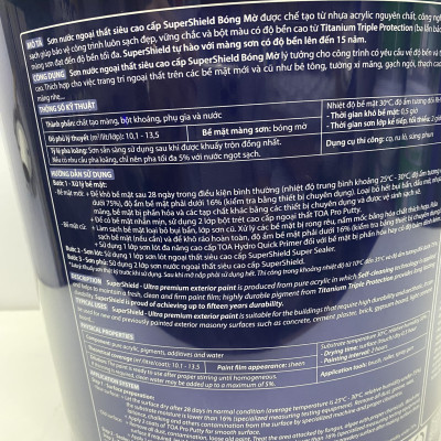 Sơn nước siêu cao cấp Toa SuperShield ngoại thất màu xanh 7506 _4L