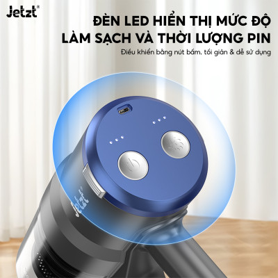 Máy hút bụi cầm tay không dây Jetzt XS27, làm sạch đa năng với đèn LED chiếu sáng - Hàng chính hãng
