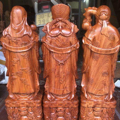 Bộ tam đa phúc lộc thọ bằng gỗ hương kt cao 20×8×6cm