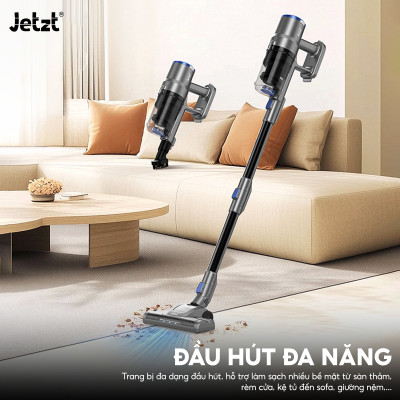 Máy hút bụi cầm tay không dây Jetzt XS27, làm sạch đa năng với đèn LED chiếu sáng - Hàng chính hãng