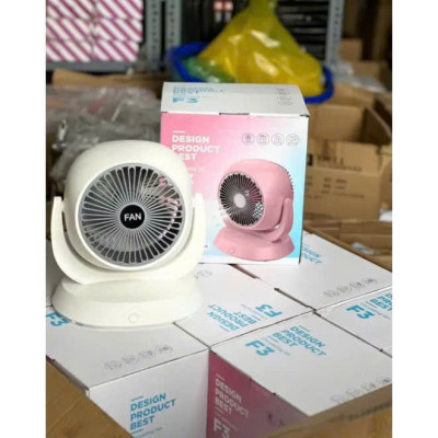 Quạt Tích Điện F3 Xoay 180 Độ Để Bàn - 3 Cấp Độ Gió, Mini Sạc Type C - HÀNG CHÍNH HÃNG MINIIN