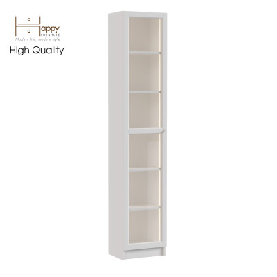 [Happy Home Furniture] CATY, kệ sách 6 tầng cửa kính size nhỏ tích hợp đèn LED, 40cm x 30cm x 202cm (DxRxC), KSA_011_LED