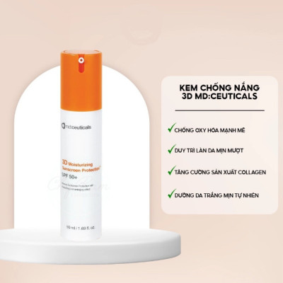 Kem Chống Nắng Vật Lý Bảo Vệ Da, Giữ Ẩm md:ceuticals 3D Moisturizing Suncreen Protection SPF50 50ml