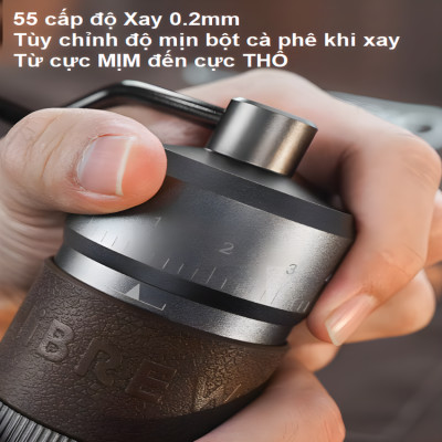 Máy xay hạt cà phê cầm tay chuyên nghiệp, lưỡi xay 6 cánh core kép, 55 cấp độ và 11 Level. Thương hiệu Mỹ cao cấp HiBREW - G4B. Hàng chính hãng