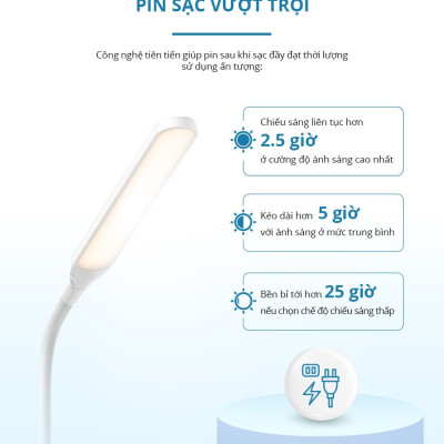 Đèn Bàn Sạc Panasonic HHGLT0346L19 5W - độ sáng 10-100%, Led Đổi màu, cổng sạc USB, Tích hợp đế đựng điện thoại tiện lợi