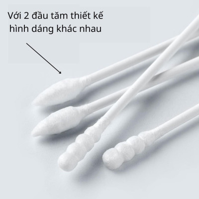 Dụng cụ trang điểm làm đẹp sức khỏe - Set hộp 200c tăm bông ráy tai lớn cao cấp với 2 đầu tăm thiết kế hình dáng khác nhau làm sạch sâu bên trong , phù hợp cho mọi người