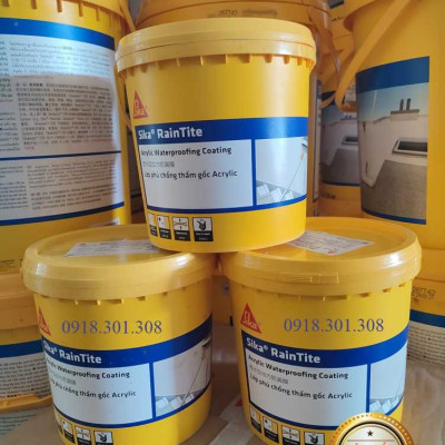 Sơn chống thấm vách tường ngoài trời, chống thấm máng xối lộ thiên-Sika RainTite Grey (thùng 4kg)