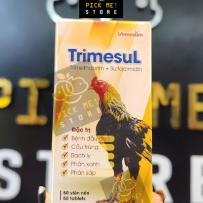 Vemedim Trimesul Viên Uống Hỗ Trợ Tụ Huyết Trùng, Thương Hàn, E.coli cho Gà Đá, Vịt