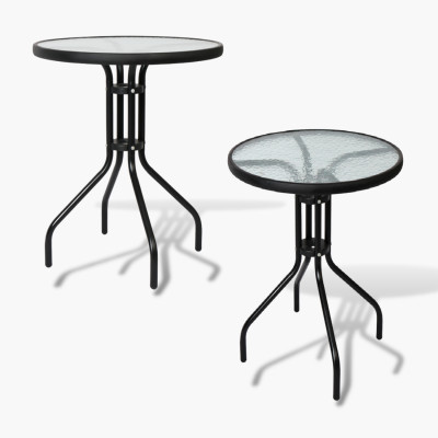 Bàn cafe ngoài trời mặt kính cường lực chân sắt sơn tĩnh điện Bàn tròn 60 cm ngồi ban công sân vườn thư giãn TE2020-06G Outdoor Round Table