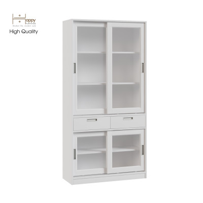 [Happy Home Furniture] LUCA, Tủ sách 2 ngăn kéo - 4 cánh lùa, 90cm x 35cm x 180cm ( DxRxC), TCL_011