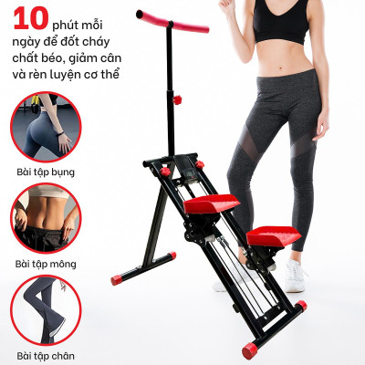 BG Máy Leo Bậc Thang, Máy Leo Núi, Máy tập Thể Dục Leo Cầu Thang KM-2100 WHITE Gấp Gọn Tại Nhà