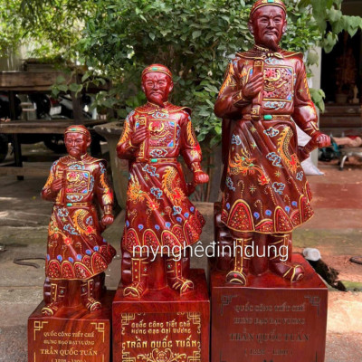 Tượng trần quốc tuấn bằng gỗ hương đá sơn pu giả cổ kt cao 40 x14x12cm 