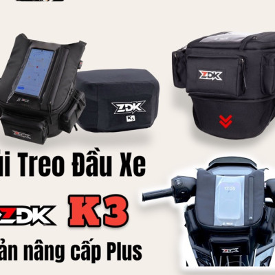 Túi treo xe máy chính hãng ZDK K3, nhiều ngăn, túi treo đầu xe, túi treo ghi đông xe máy chứa đồ dùng, cảm ứng điện thoại tốt - Hàng chính hãng