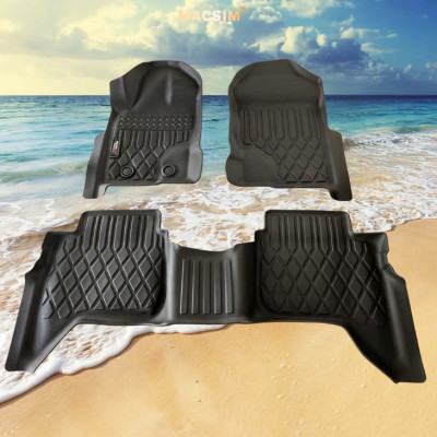 Thảm lót sàn xe ô tô sd Ford Ranger/ Ford Raptor 2012-2021 Nhãn hiệu Macsim chất liệu nhựa TPE cao cấp màu đen