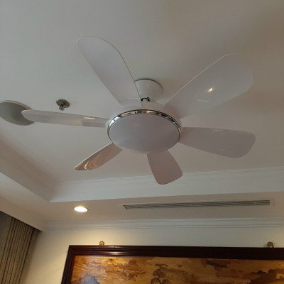 quạt trần có đèn trang trí, quạt rất mát và chạy rất êm, có điều khiển từ xa