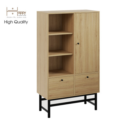 [Happy Home Furniture] CATY , Kệ sách 2 ngăn kéo 1 cửa mở - chân sắt ,  80cm x 39cm x 140cm (DxRxC), KSA_024
