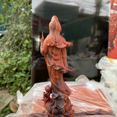Tượng phật bà quan âm bồ tát bằng gỗ trắc kt cao 18×6×7cm