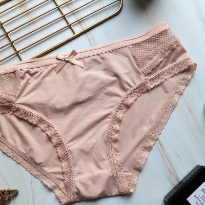 Quần Lót Băng Lụa Phối Ren Siêu Mềm Mát Lạnh Cạp Thấp Phong Cách Châu Âu WL84