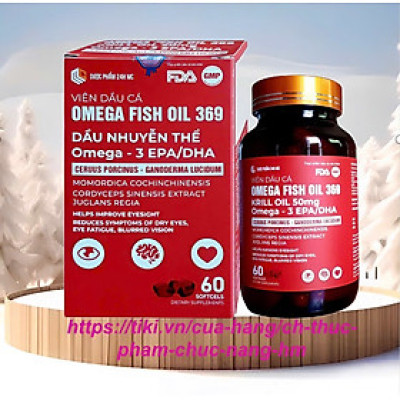 Viên dầu cá Omega 369, Dầu nhuyễn thể omega 3 EPA DHA , Hộp 60 viên - Cải thiện thị lực