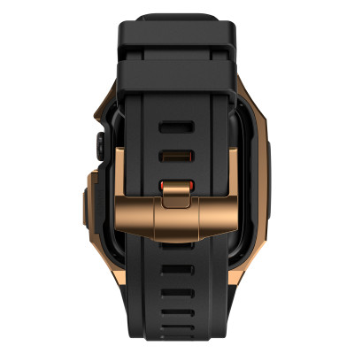 Ốp Case Vỏ Thép Không Gỉ bảo vệ tích hợp dây đeo Fluororubber cho Apple Watch Series 4/5/6/7/8/9/SE1,2 Size 44mm/45mm - Hàng Chính Hãng