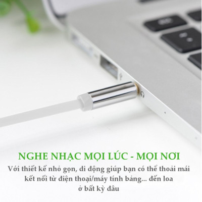 1m Dây Audio 3.5mm tròn mạ vàng 24K, TPE cao cấp - Hàng chính hãng