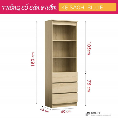 Tủ để sách gỗ công nghiệp cho gia đình SMLIFE Billie