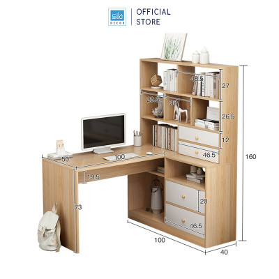 Bàn Làm Việc, Học Tập Kết Hợp Tủ Sách Siêu Lớn Nhiều Ngăn Đa Dạng Thương Hiệu SIB Decor BLV64