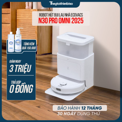 [GIÁ TẠI KHO] - Robot Hút Bụi Lau Nhà Ecovacs Deebot N30 Pro Omni - Bản màu đen 2024 - Hàng chính hãng Ecovacs