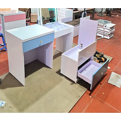 Bàn phấn kết hợp bàn làm việc Tundo kt 600x750x450 kéo ra 1m2 kèm đèn led