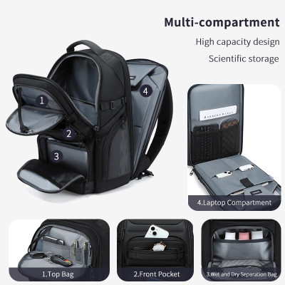 Ba lô máy tính xách tay dung tích lớn OZUKO Ba lô công sở du lịch ngoài trời chống nước đa chức năng