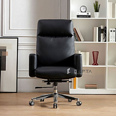 Ghế làm việc nệm PU mềm CM4607-P Nội thất Capta Ghế văn phòng ngả lưng 3 cấp nệm PU dày đen và xám hiện đại nhập khẩu chân thép xoay cao cấp offical chair hcm