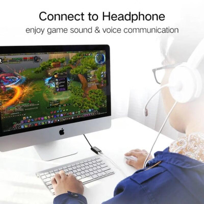 Ugreen UG30724US205TK 15CM màu Đen Bộ chuyển USB 2.0 sang Loa + MIC chuẩn 3.5mm - HÀNG CHÍNH HÃNG