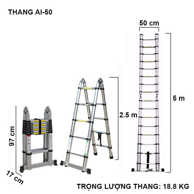 Thang Nhôm Rút Đa Năng 5 Mét - AI50