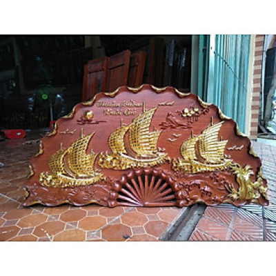 Tranh treo tường cánh quạt thuận buồm xuôi gió bằng gỗ hương đỏ 