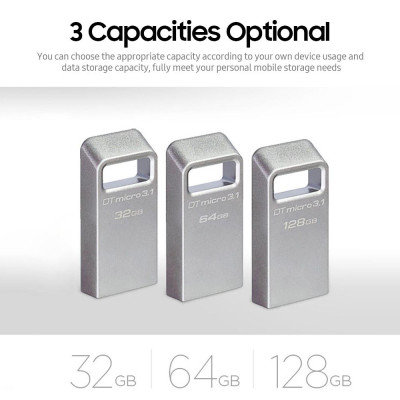 Ổ đĩa kim lọai Kingston DTMC3 64GB USB 3.1/flash USB di động chống va đập,chống mài mòn đĩa U lên đến 100MB / giây tốc độ đọc 64GB(Bạc)