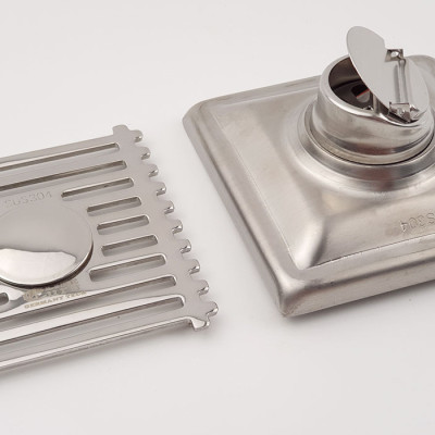 Phễu thu sàn, thoát sàn chống hôi có đường thoát cho máy giặt Inox SUS 304 10X10cm Eurolife EL-HG05