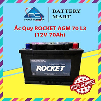Bình Ắc Quy 12V-70Ah, Ắc Quy ROCKET AGM 70 L3