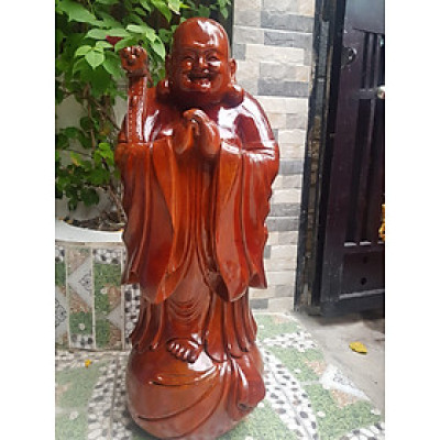 Tượng Gỗ Mỹ Nghệ Phật Di Lặc Đứng Trên Bao Tiền to Chúc Phúc Tay Cầm Như Ý dãy tiền Size Cao 80cm Đk 30cm Sâu 20cm Anh Chị Trưng Bày Phòng Khách ở Nhà , Công Ty, cửa hàng quà biếu tặng ạ
