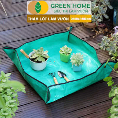 Thảm Lót Làm Vườn Greenhome, D100xR100cm, Trộn Đất, Thay Chậu, Trồng Cây Sạch Sẽ Chống Thấm Nước, Dễ Vệ Sinh, Gấp Gọn