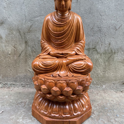 Tượng phật thích ca bằng gỗ hương đá kt cao 50×25×25cm