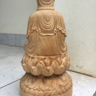 Tượng phật bà quan thế âm bồ tát bằng gỗ ngọc âm thơm phức kt cao 30×15×15cm