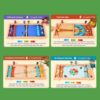 Cờ búng xuyên lỗ đối kháng bằng gỗ cao cấp Mideer 10 in 1 Carrom Board Game , đồ chơi trí tuệ cho bé