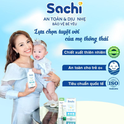 Combo 3 Nước Tắm Thảo Dược SACHI Ngừa Rôm Sảy, Cảm Lạnh Cho Bé Lọ 250ml - Tặng 1 Gạc Răng Miện Sachi