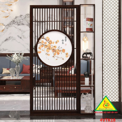 Vách ngăn phòng khách, vách ngăn tủ kệ bằng gỗ 4VTK18- Nội thất lắp ráp Viendong adv
