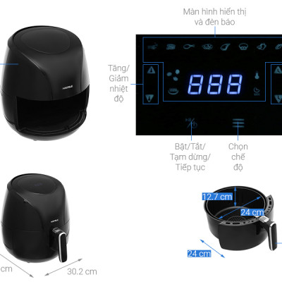 NỒI CHIÊN KHÔNG DẦU HAFELE AIR FRYER HS-AF601B 6.4L- Hàng Chính Hãng (535.43.714)