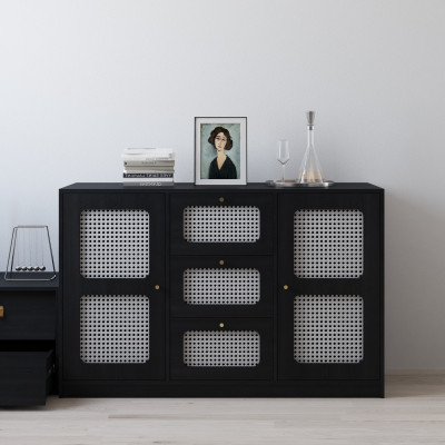 HAPPY FURNITURE , Tủ lưu trữ 3 ngăn kéo 2 cửa mở - MAY , TLT_061 , 140cm x 50cm x 90cm DxRxC