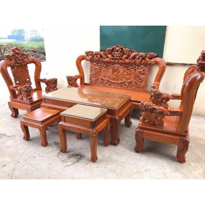 Bộ bàn ghế rồng phượng,rồng mai gỗ hương đá