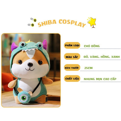 Gấu bông chó Shiba cosplay 25cm cao cấp - Đồ chơi thú nhồi bông chó Shiba cosplay bông gòn mềm mịn, bền đẹp, dễ sử dụng và an toàn cho trẻ nhỏ