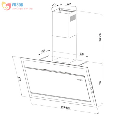 Máy Hút Mùi - Eurosun 70CN78B Hàng chính hãng