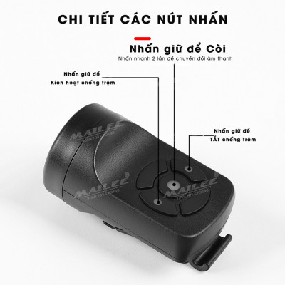 Còi Chuông Xe đạp EH-03 120dB sạc USB có chế độ chống trộm, 4 âm thanh điều chỉnh dung lượng 200mAh pin chờ 180 ngày - Mai Lee